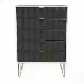 Cube 5 Drawer Chest Gold Legs Choice Of Nine Colours